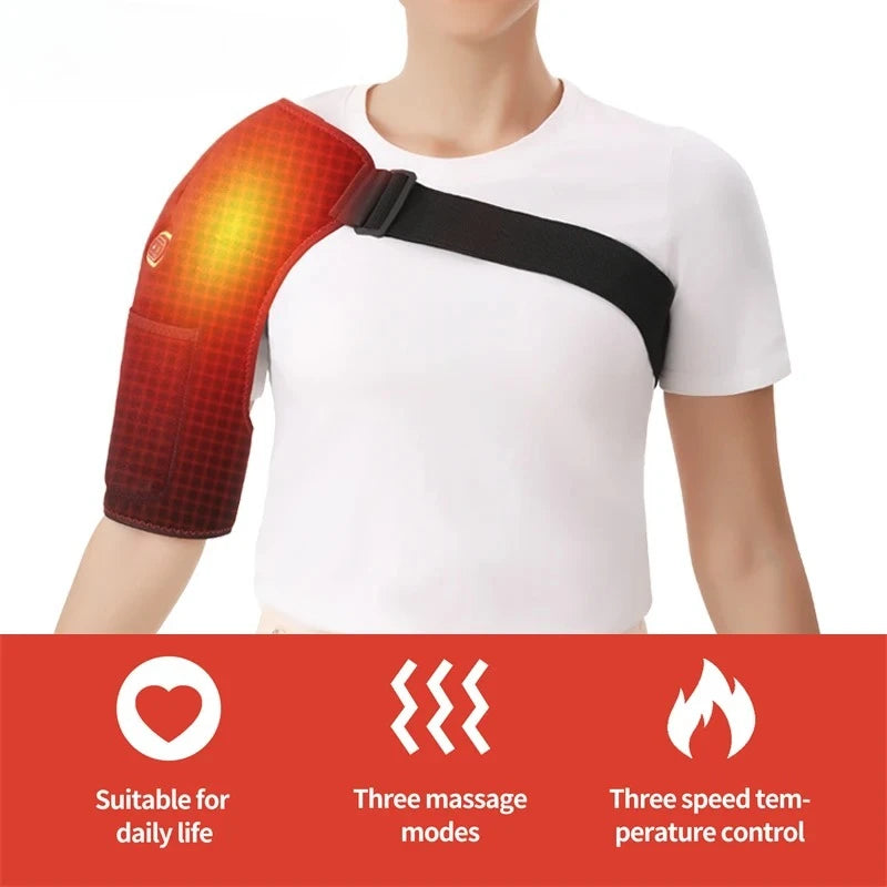 Shoulder Heating Brace for Pain Relief Heated Shoulder Wrap 3 Temperature Settings Ideal for Rotator Cuff Home Office-Jet Black