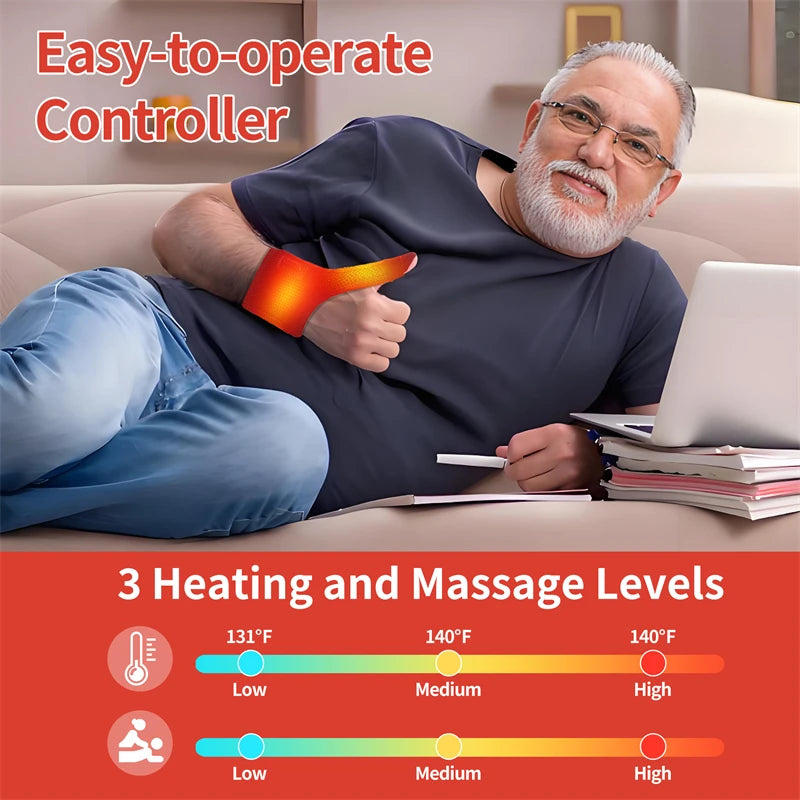 Heated Massage Wrist Thumb Brace USB-Powered Arthritis Carpal Tunnel Relief Thumb Tendonitis Sprains Pain Ease Muscle Relaxation