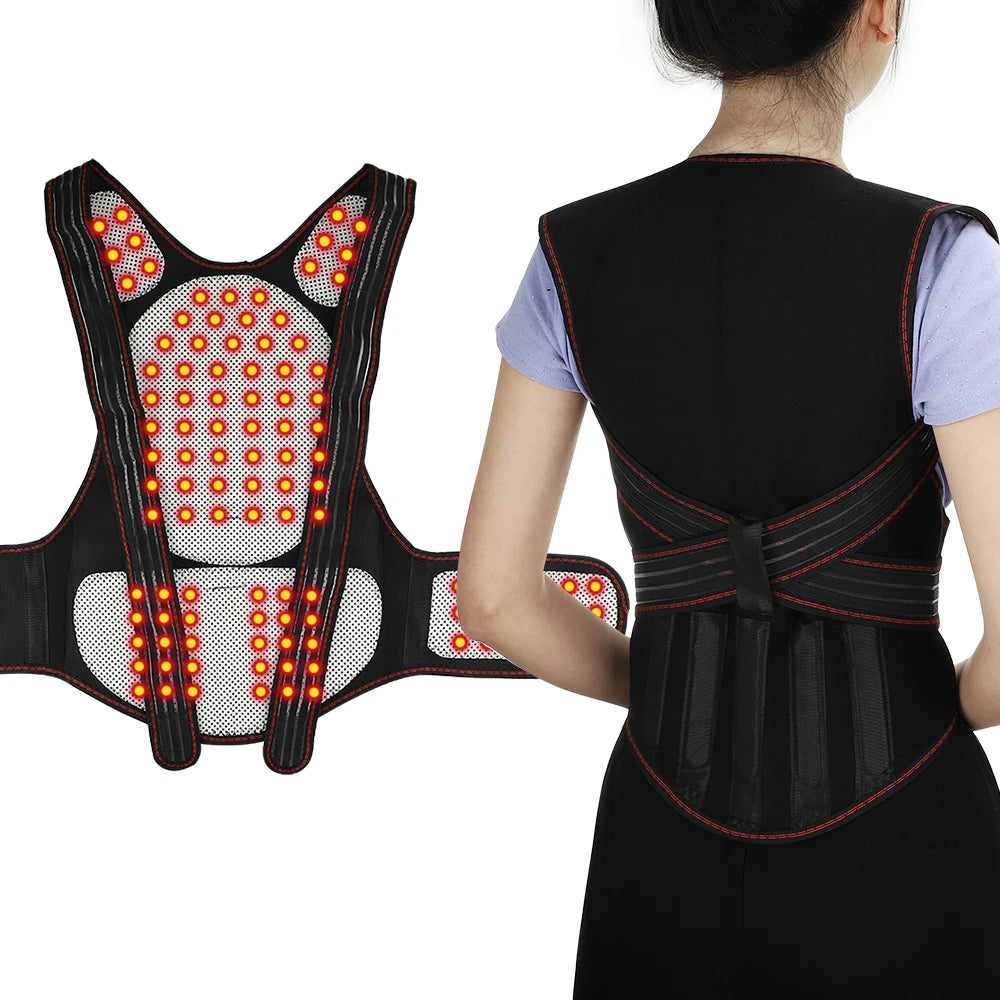 Tourmaline Self-heating Magnetic Therapy Support Belt Shoulder Back And Neck Massager Spine Lumbar Brace Posture Corrector