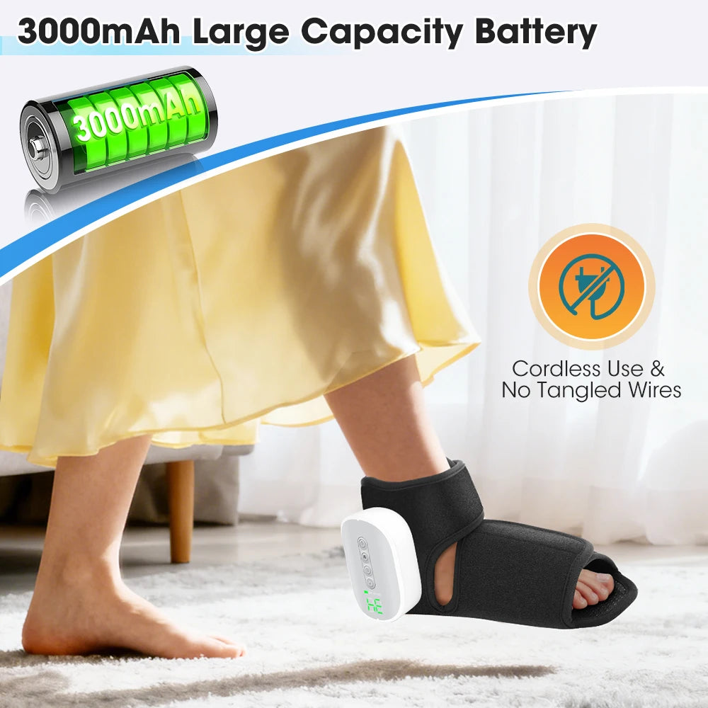 Portable Foot Massager with Heat, Cordless Ankle Massage for Plantar Fasciitis, Swelling, Compression Boot for Circulation