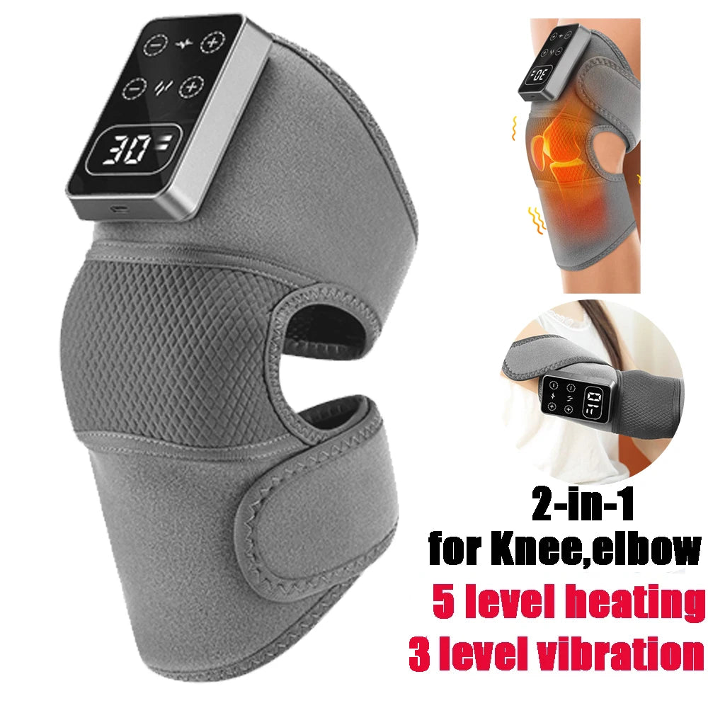 Electric Heating Knee Massager 2 in 1 Knee Elbow Knee Leg Thermal Vibration Massage Knee Blood Circulation Warmer Rechargeable