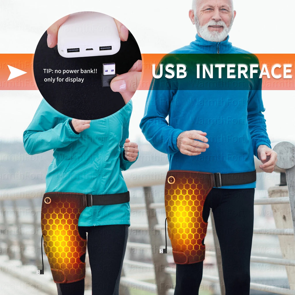 Full-Wrap Hip Support Brace with Massager Sciatica Pain Relief Buttock Physical Therapy Recovery Focused Hip Heating USB-Powered