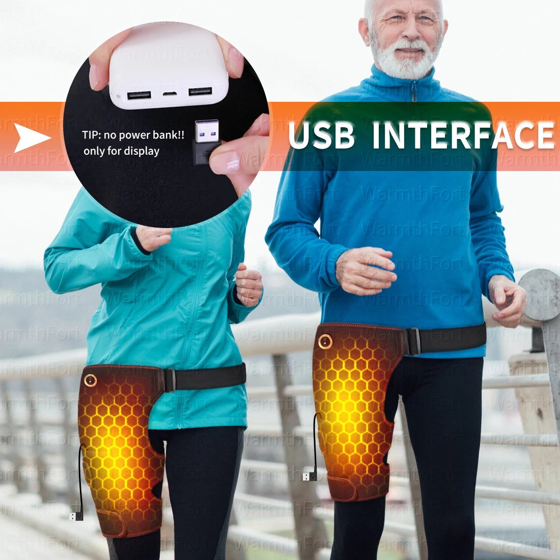Full-Wrap Hip Support Brace with Massager Sciatica Pain Relief Buttock Physical Therapy Recovery Focused Hip Heating USB-Powered