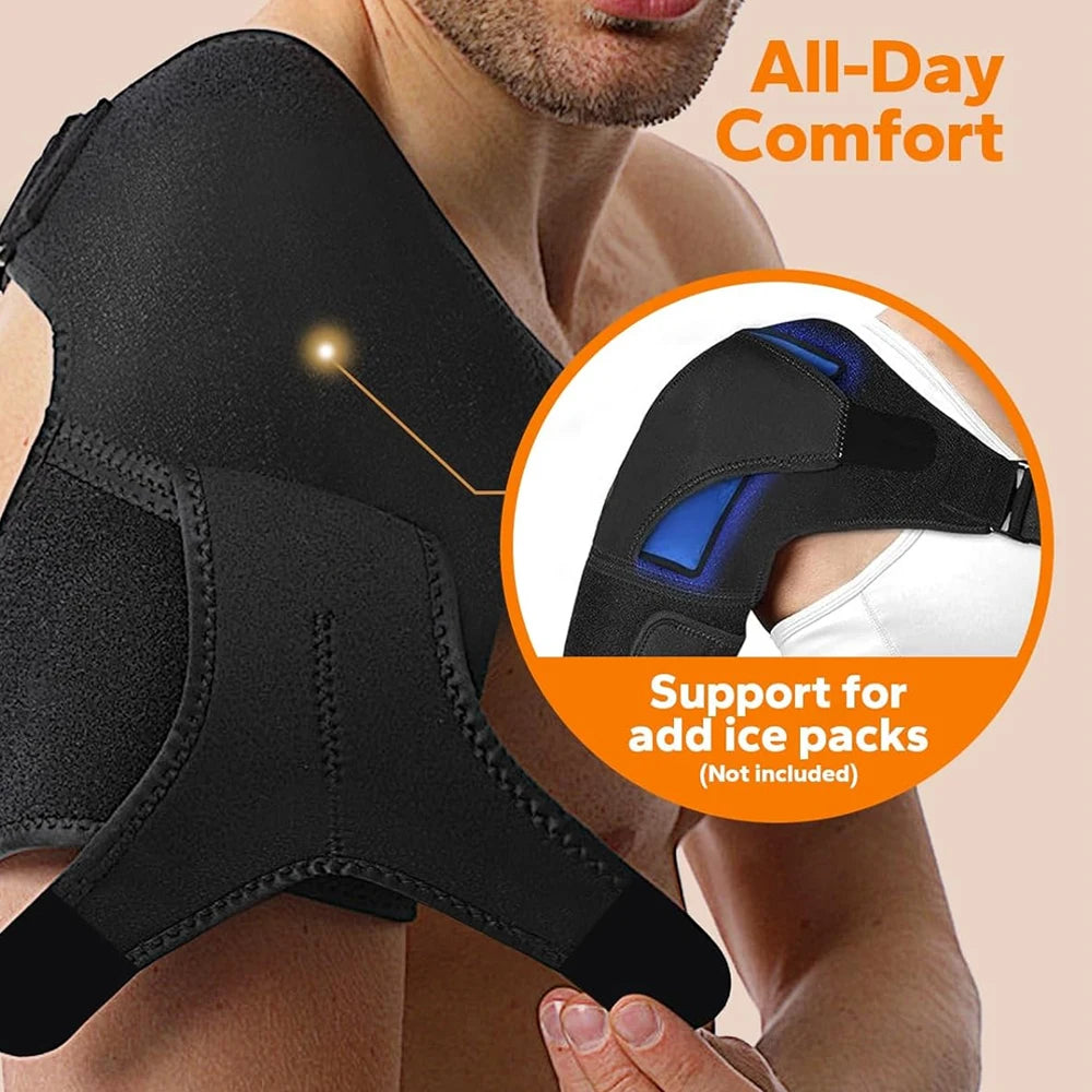 Recovery Shoulder Brace for Men & Women, Adjustable Shoulder Support Sleeve for Torn Rotator Cuff AC Joint Relief Arm Stability