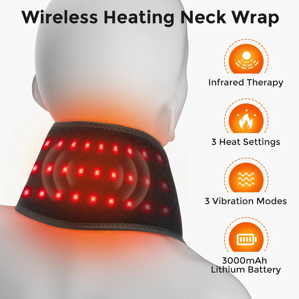 Heating Neck Brace 36pcs LED Beads 660&850nm Vibration Massage Neck Massager Neck Care Cervical Spine Warming Brace Belt