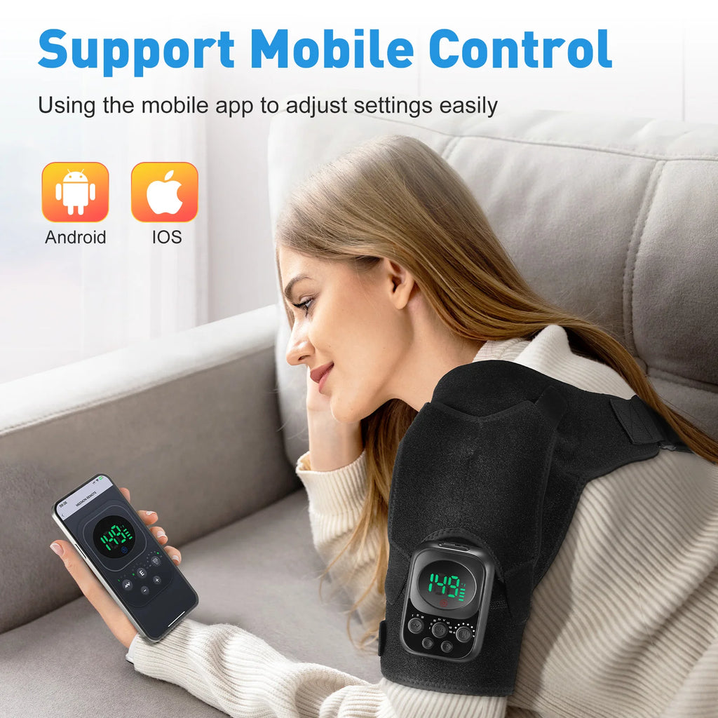 Electric Shoulder Brace for Men & Women, Shoulder Heated Pad Support Mobile Control, Relax Muscles Promote Blood Circulation