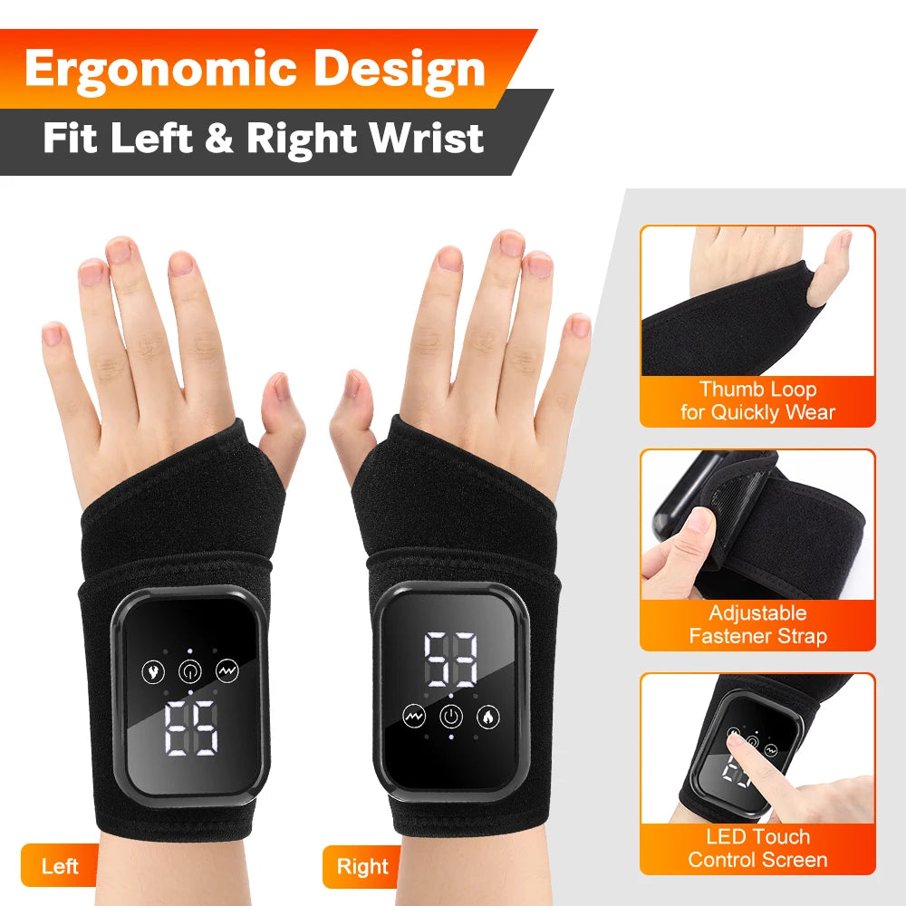 New Heating Wrist Guard Electric Hot Compress Vibration Massage Hand Wrist & Foot Ankle Guard Band Carpal Wrap Support Brace