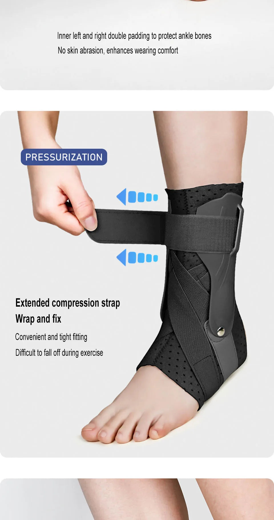 AOLIKES 1PCS Ankle Sprained Support Brace Ankle Splint Stabilizer Protect for Sprained Ankle Injury Recovery Achilles Tendonitis