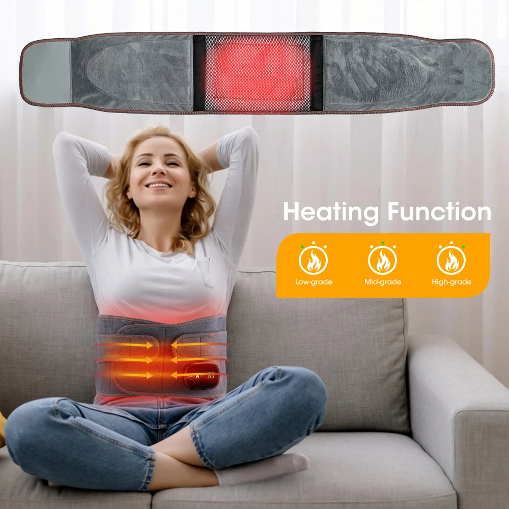 Heating Vibration Massager Belt, Red Light Hot Compress Waist Support Brace Waist Back Massage Lumbar Support Belt Health Care