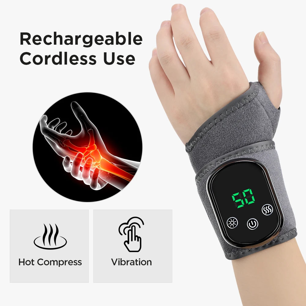 Electric Wrist Massage Heating Pad 3 Heating Levels 3 Vibrations Hand Wrist Massager Heated Wrist Brace Hot Compress Wristband
