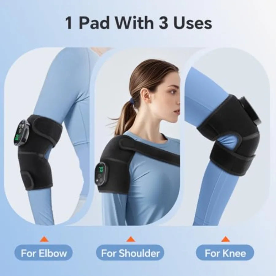 Heating Pad for Knee Pain Relief - Cordless Heated Knee Brace with Massager Heating Knee Warmers Wrap and Arthritic Knees Ideal