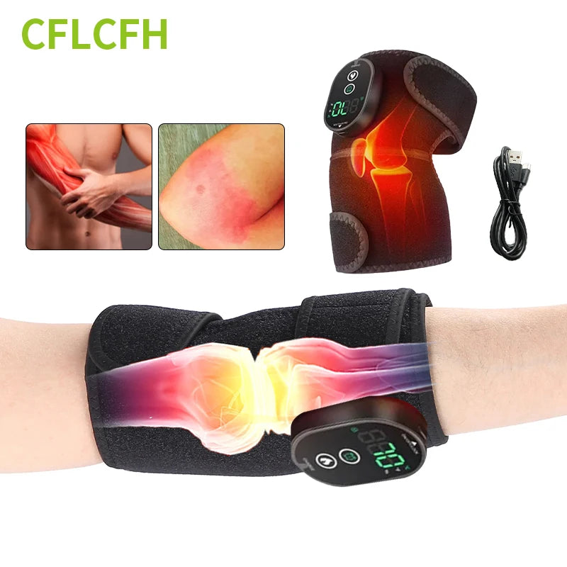 Elbow Massager Electric Heating Rechargeable Vibration Brace Knee Tennis Elbow Shoulder Joint Pain Thermal Therapy Massage Pad