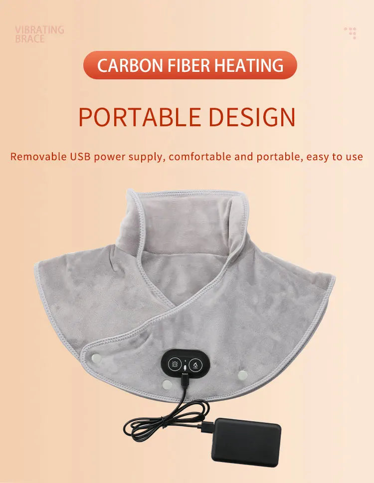 Electric Heating Neck Shoulder Vibration Massager Cervical Vertebra Arthritis Relief Infrared Therapy Neck Back Heated Relax Pad