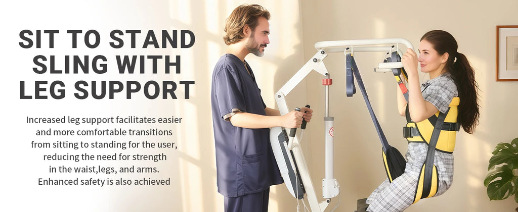 Ehucon Sit to Stand Lift Sling Divided Leg Design Leg Straps and Back Support,Transfer Sling for Elderly Mobility Aid 500lbs