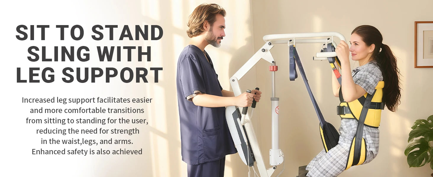 Ehucon Sit to Stand Lift Sling Divided Leg Design Leg Straps and Back Support,Transfer Sling for Elderly Mobility Aid 500lbs