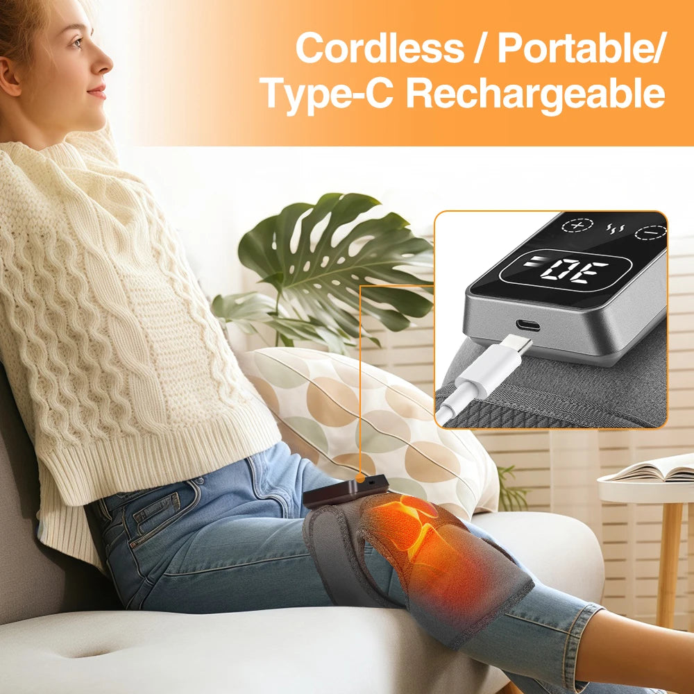 3 in 1 Cordless Thermal Knee Pad Knee Shoulder Massager Vibration Leg Arm Joint Brace Muscle Relax Joint Brace Muscle Relaxation