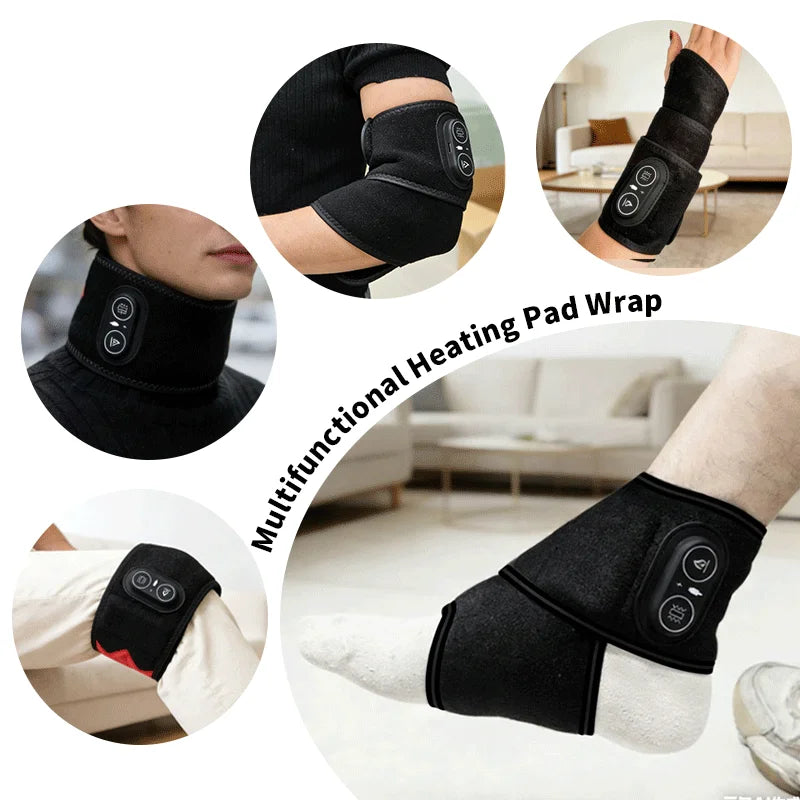 Cordless Wrist Heating Pad Vibration Massage Heated Wrist Brace Left Right Hand  Women Men 3 Heat Vibration Levels Rechargeable