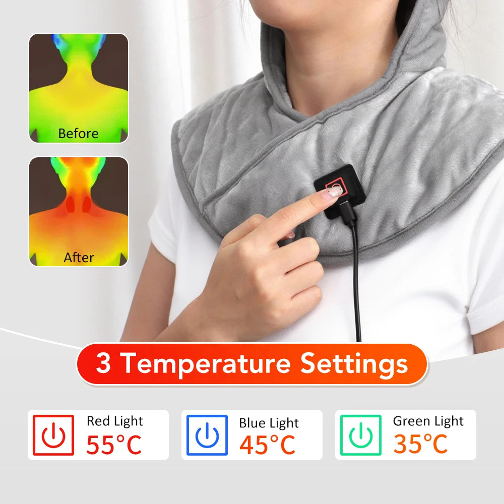 Electric Heating Shoulder Neck Pad Massager Three Gear Hot Compress Cervical Shawl Warmer USB for Shoulder Neck Back Relax Brace