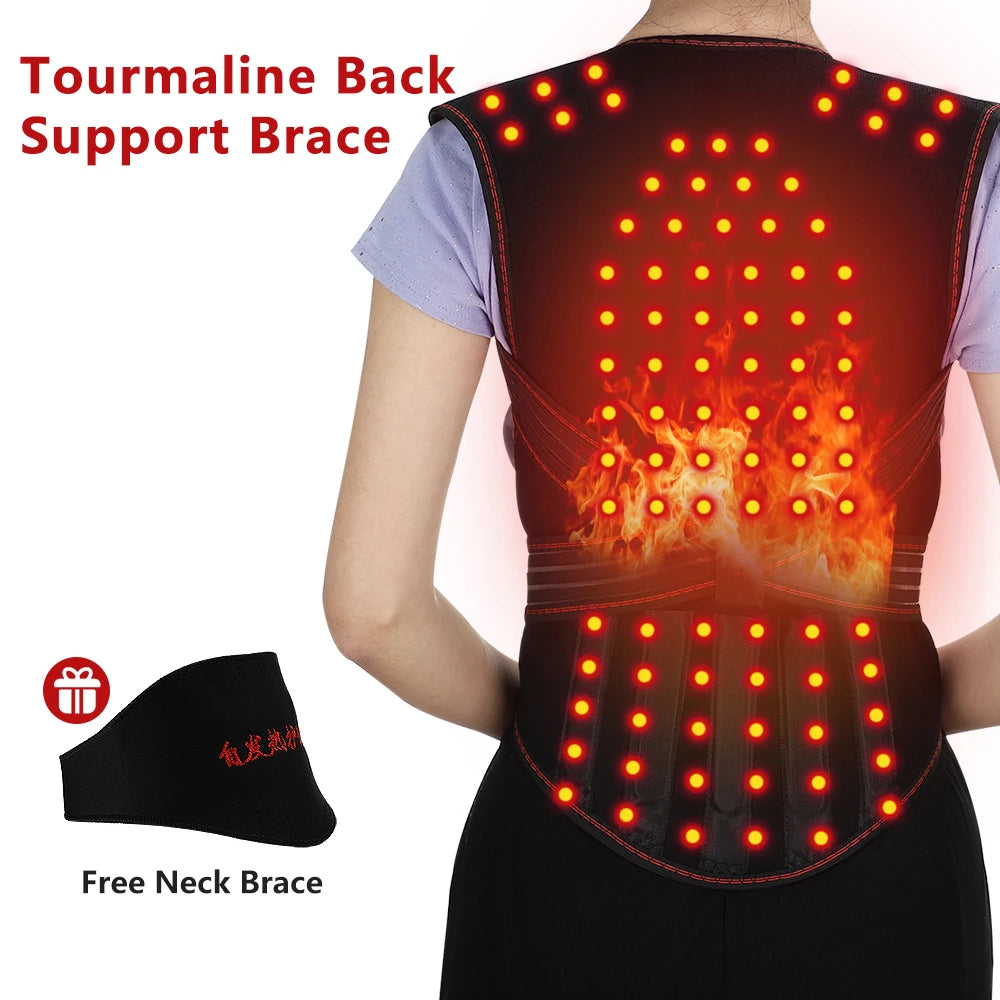 Tourmaline Self-heating Magnetic Therapy Support Belt Shoulder Back And Neck Massager Spine Lumbar Brace Posture Corrector
