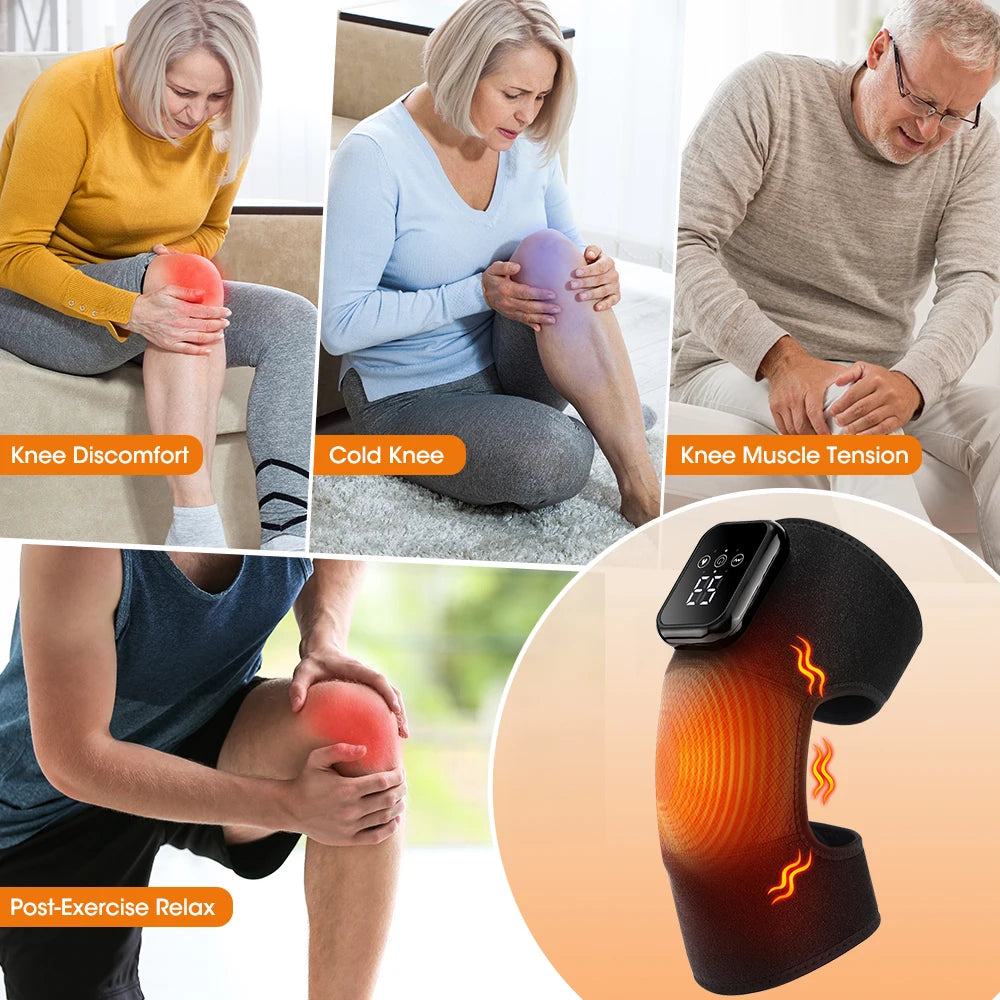 1Pcs/2Pcs Heated Knee Massager, Thermal Knee Support Wrap, 3 Level Adjustable Vibration Heating Pad ,Knee Relaxation Leg Warmer