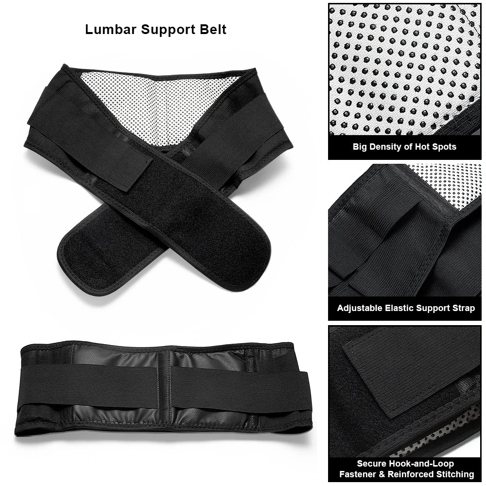 Magnetic Therapy Heating Back Brace, Heated Waist Wrap for Sciatica & Lower Back Pain, Adjustable Lumbar Support Belt