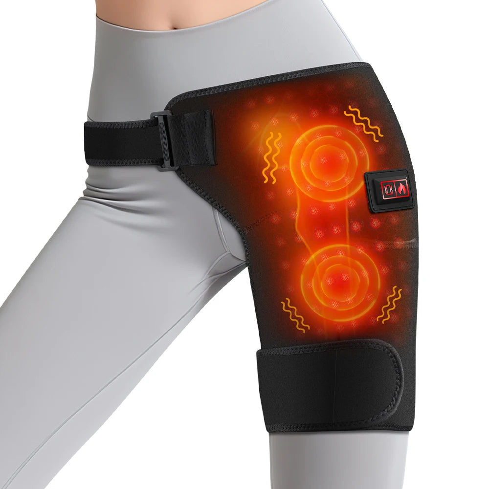 USB Charging Heated Hip Support Brace with 660nm Far Infrared 3 Adjustable Heating Levels Wrap for Hip Thigh Buttock