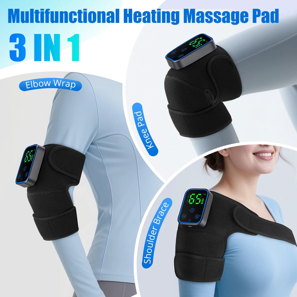 3 in 1 Cordless Thermal Knee Pad Knee Shoulder Massager Vibration Leg Arm Joint Brace Muscle Relax Joint Brace Muscle Relaxation