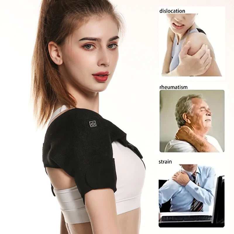 USB Electric Shoulder Brace Amr Pad 3 Gear Heated Massage Shoulder Support Massage Belt Gifts Health Care Keep Warm