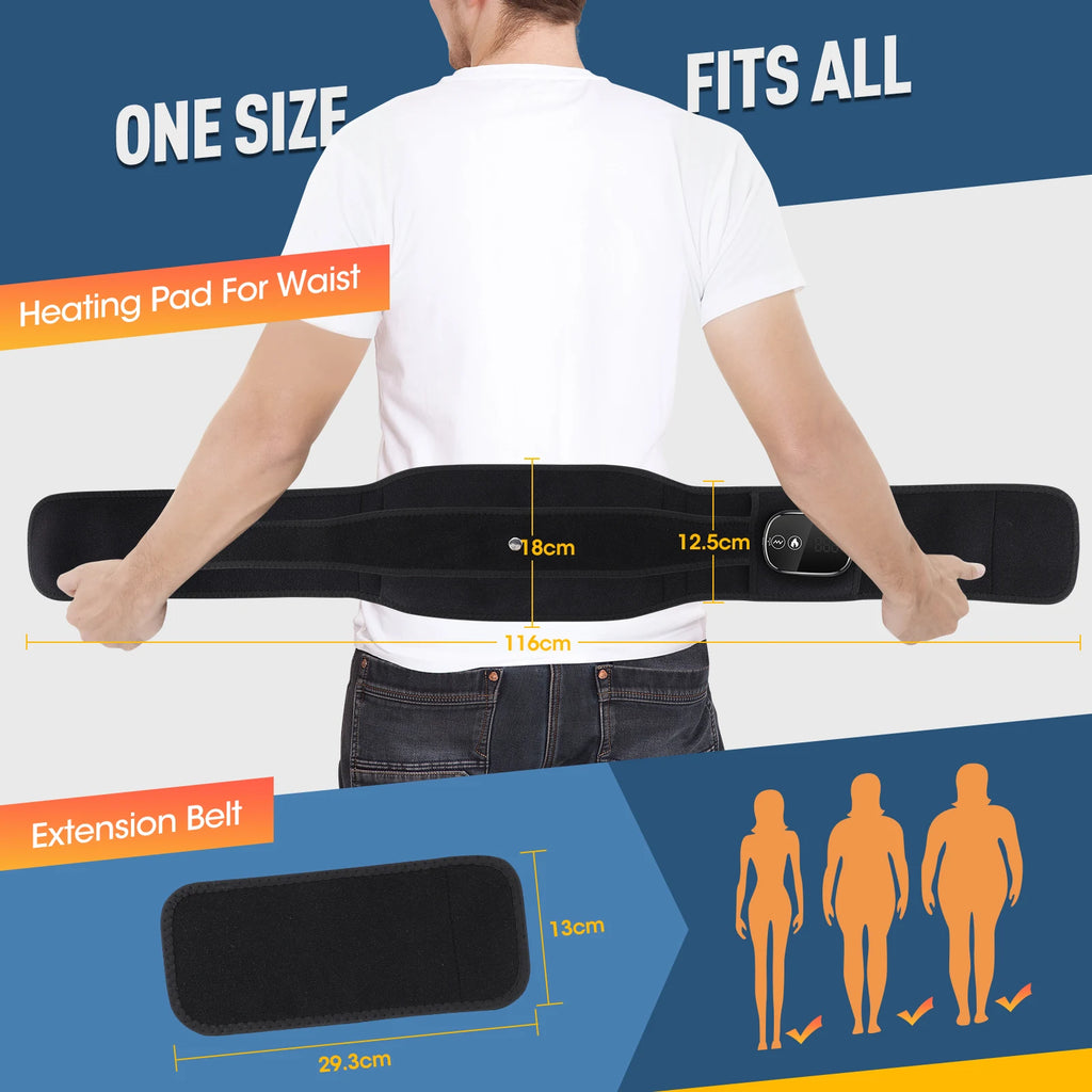 Infrared Heating Waist Massager Electric Belt Vibration USB Charge Red Light Hot Compress Lumbar Back Support Brace Relaxation