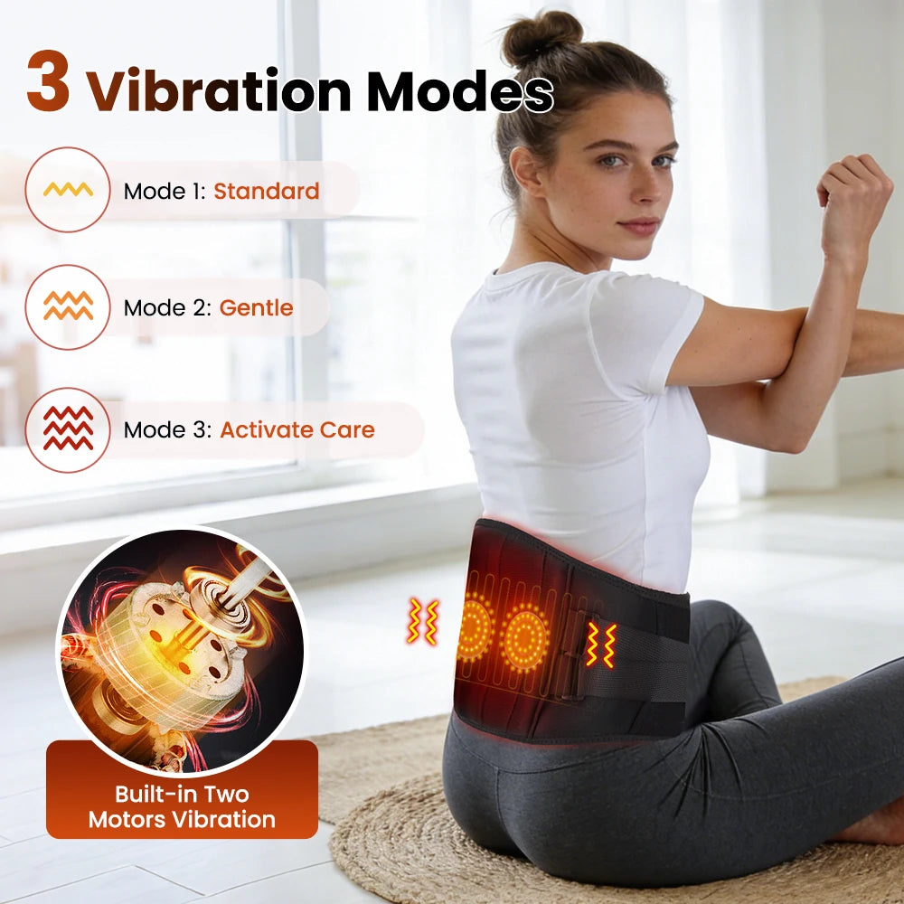 Infrared Heating Waist Massager Electric Belt Vibration USB Charge Red Light Hot Compress Lumbar Back Support Brace Relaxation
