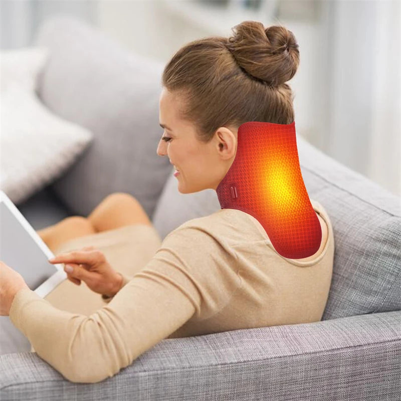 Electric Heating Neck Brace Cervical Vertebra Fatigue Therapy Reliever Neck Pain Relieve Strap Moxibustion Health Care Tool