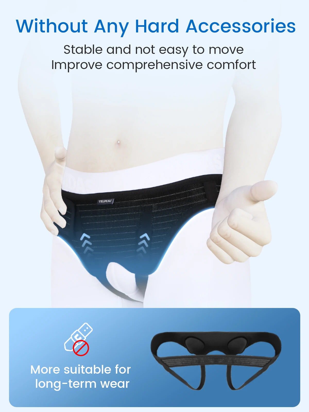 VELPEAU Hernia Belt with 2 Compression Pads, Adjustable Hernia Truss Support for Single/Double Inguinal for Men and Women
