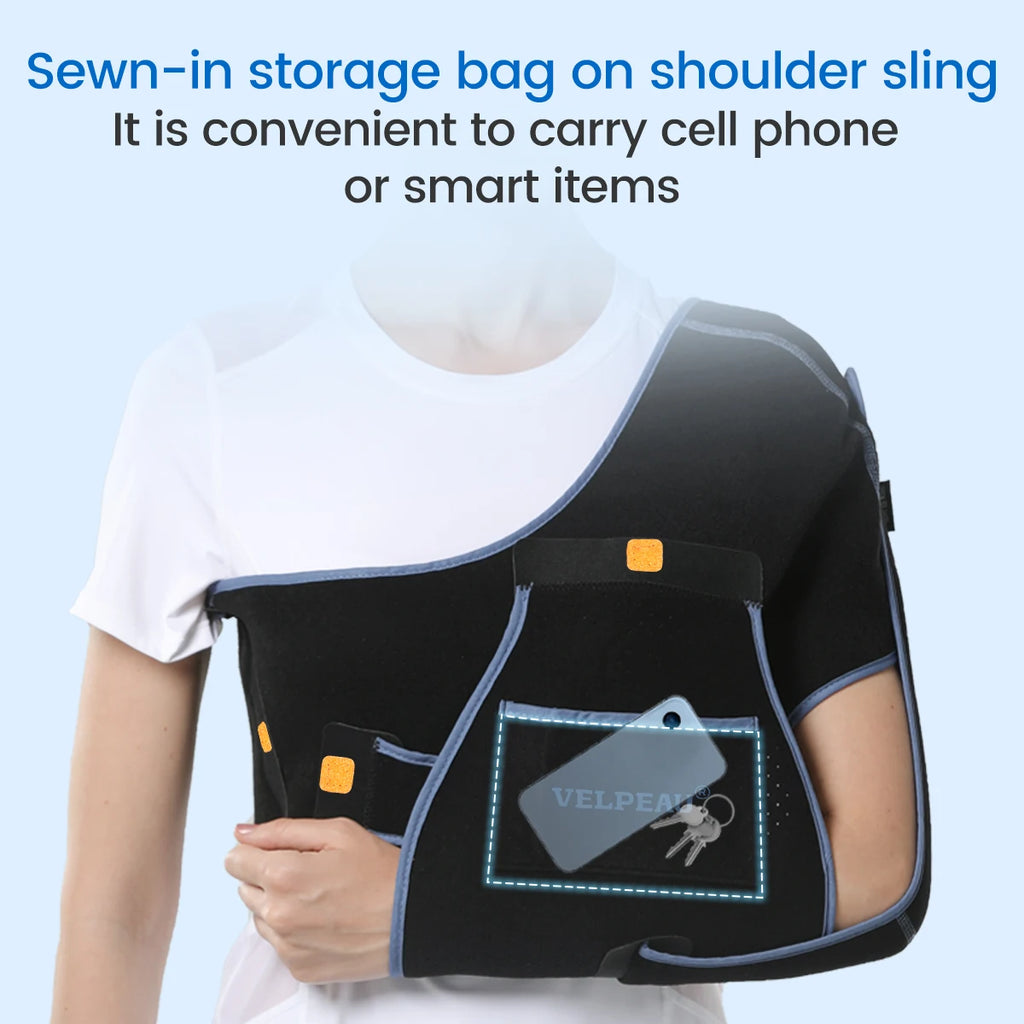 VELPEAU Shoulder Sling Breathable for Rotator Cuff Tear, Arm Fracture and Dislocation, Shoulder Immobilizer for Sleeping