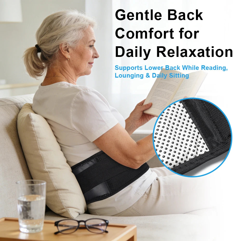Heating Back Brace for Lower Back Pain Relief – Adjustable Magnetic Therapy Lumbar Support Belt - Heated Waist Wrap for Sciatica
