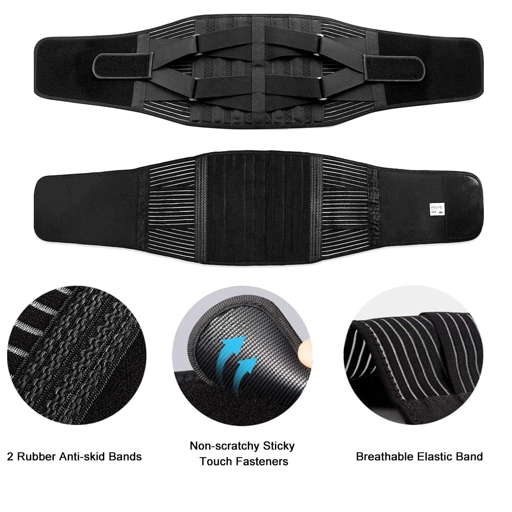 Lower Back Brace with 6 Stays Anti-skid Orthopedic Lumbar Support Breathable Waist Support Belt for Men Women Gym Pain Relief