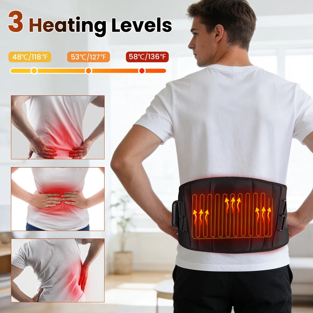 Infrared Heating Waist Massager Electric Belt Vibration USB Charge Red Light Hot Compress Lumbar Back Support Brace Relaxation