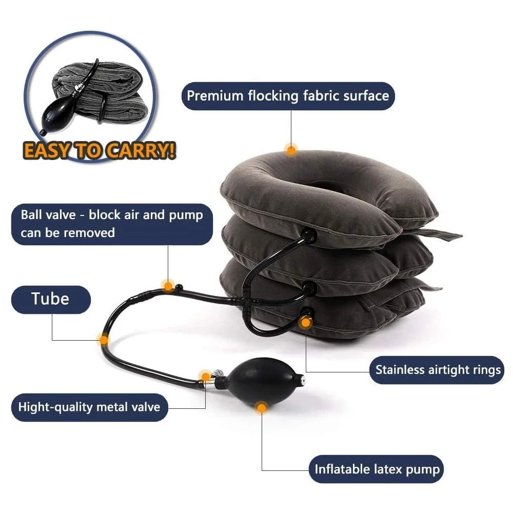 Cervical Neck Traction Device,Relief for Chronic Neck & Shoulder Alignment Pain,Inflatable Neck Stretcher Collar for Home Relief