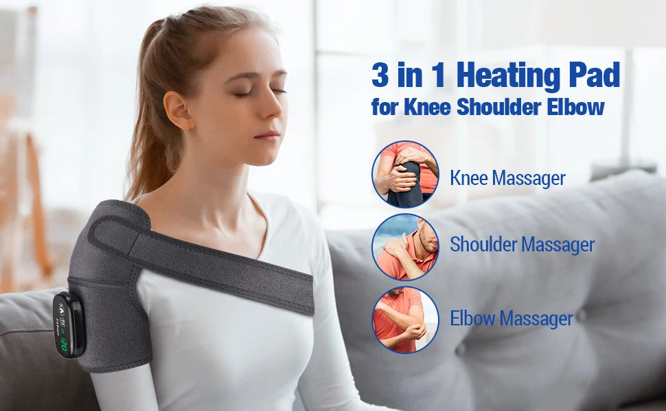 Electric Heating Heated Shoulder Brace Wrap Shoulder Massage Support Belt Strap with Adjustable of Heating Arm Muscle Relaxation