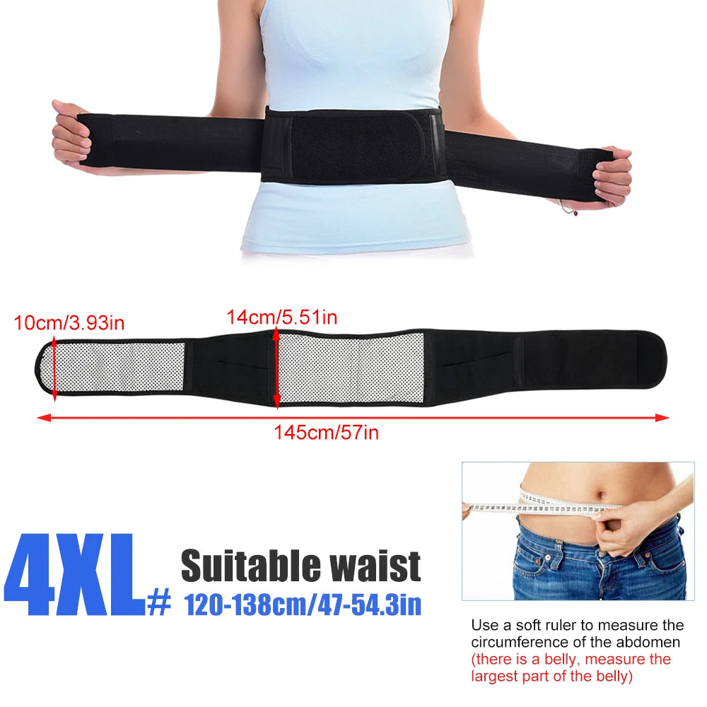 BYEPAIN Tourmaline Self-heating Magnetic Therapy Waist Support Belt Lumbar Back Waist Support Brace Double Banded Adjustable