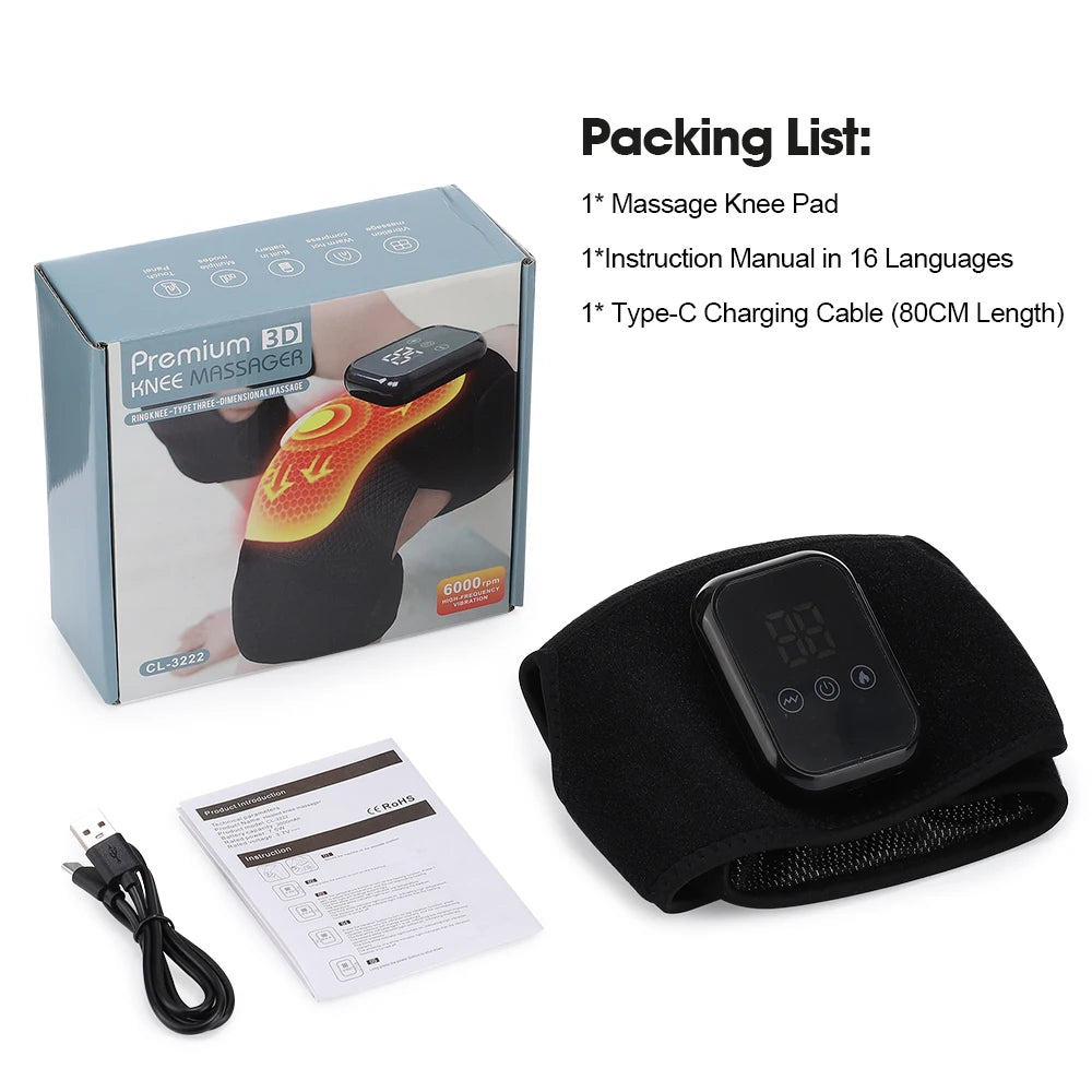 1Pcs/2Pcs Heated Knee Massager, Thermal Knee Support Wrap, 3 Level Adjustable Vibration Heating Pad ,Knee Relaxation Leg Warmer