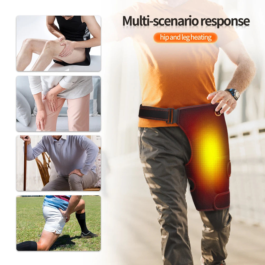 Full-Wrap Hip Support Brace with Massager Sciatica Pain Relief Buttock Physical Therapy Recovery Focused Hip Heating USB-Powered