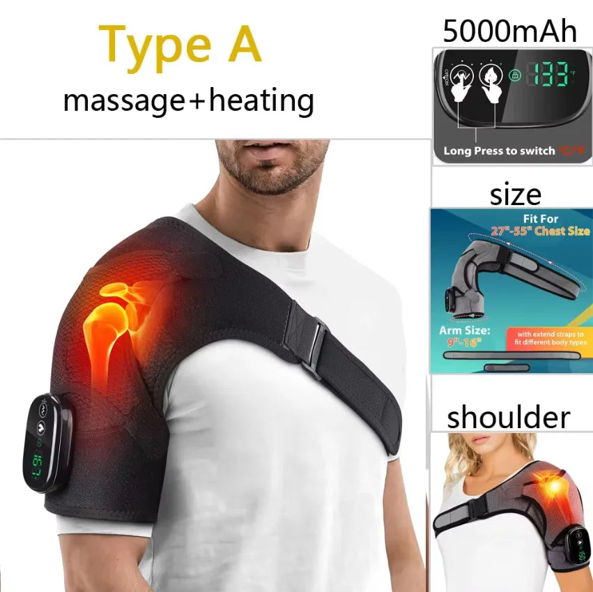 Electric Heating Heated Shoulder Brace Wrap Shoulder Massage Support Belt Strap with Adjustable of Heating Arm Muscle Relaxation