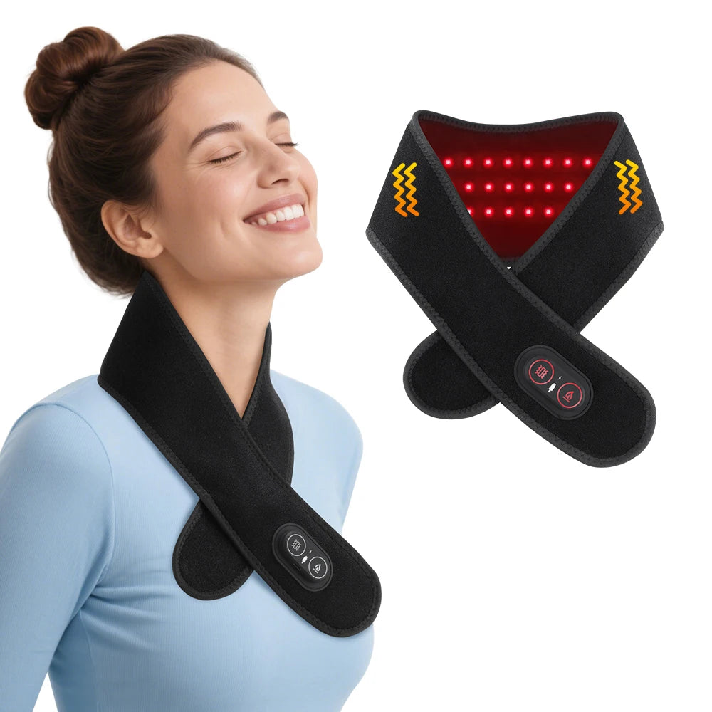 Heating Neck Brace 36pcs LED Beads 660&850nm Vibration Massage Neck Massager Neck Care Cervical Spine Warming Brace Belt