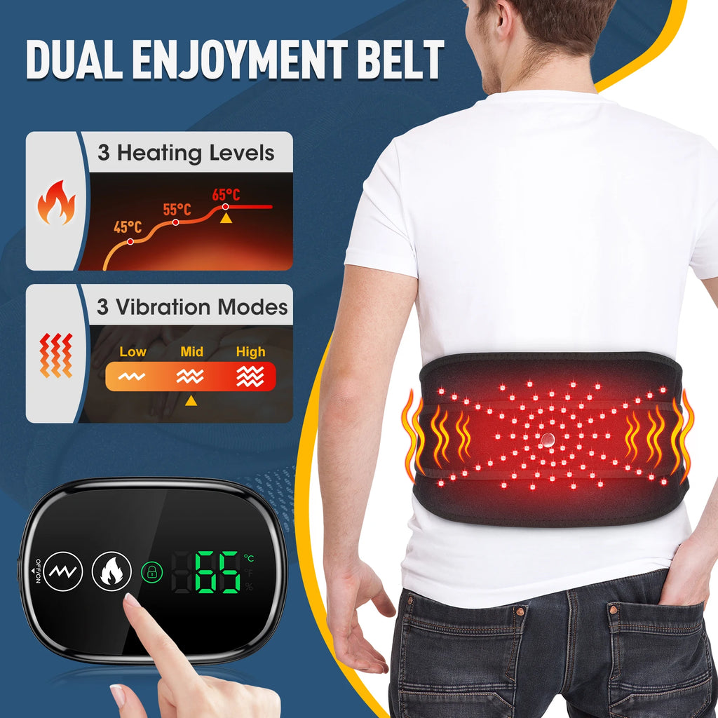 Infrared Heating Waist Massager Electric Belt Vibration USB Charge Red Light Hot Compress Lumbar Back Support Brace Relaxation