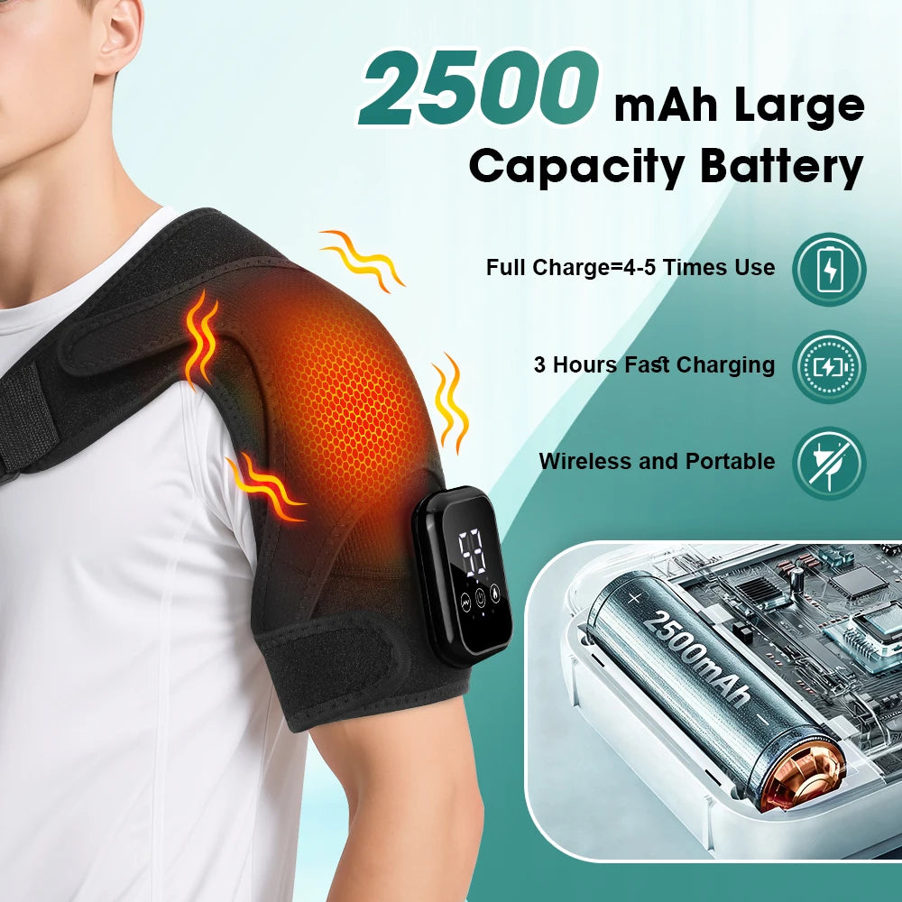 Electric Heating Heated Shoulder Brace Wrap Shoulder Massage Support Belt Strap with Adjustable of Heating Arm Muscle Relaxation