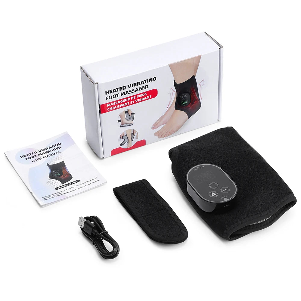 Dual Motor Foot Heat Massager 6 Levels Heating 3 Vibration Massage Foot and Ankle Joint Hot Compress Protection Support Tool