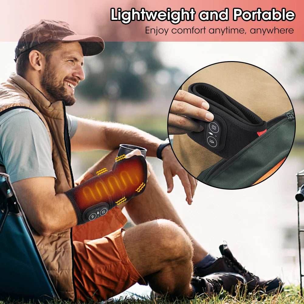 Red Light Therapy Wrist Belt 36 LED - 3-Temp Heat & Vibration Massage for Pain Relief - 660/850nm Support Brace Wrap Belt