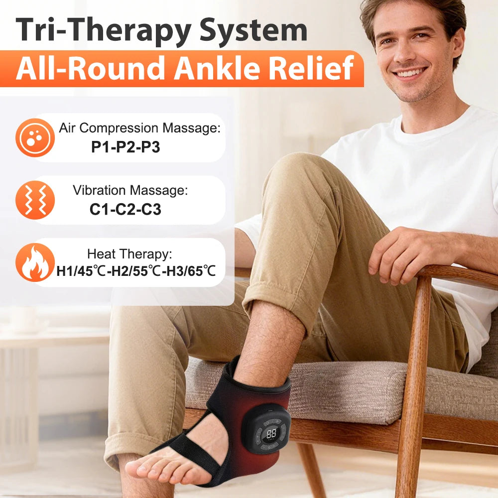 Portable Foot Massager with Heat, Cordless Ankle Massage for Plantar Fasciitis, Swelling, Compression Boot for Circulation