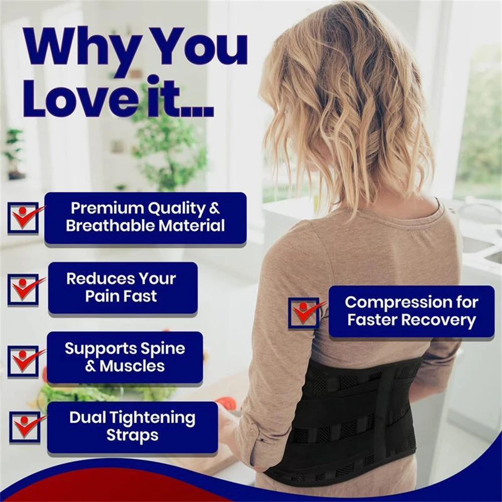 Lower Back Brace with 6 Stays Anti-skid Orthopedic Lumbar Support Breathable Waist Support Belt for Men Women Gym Pain Relief