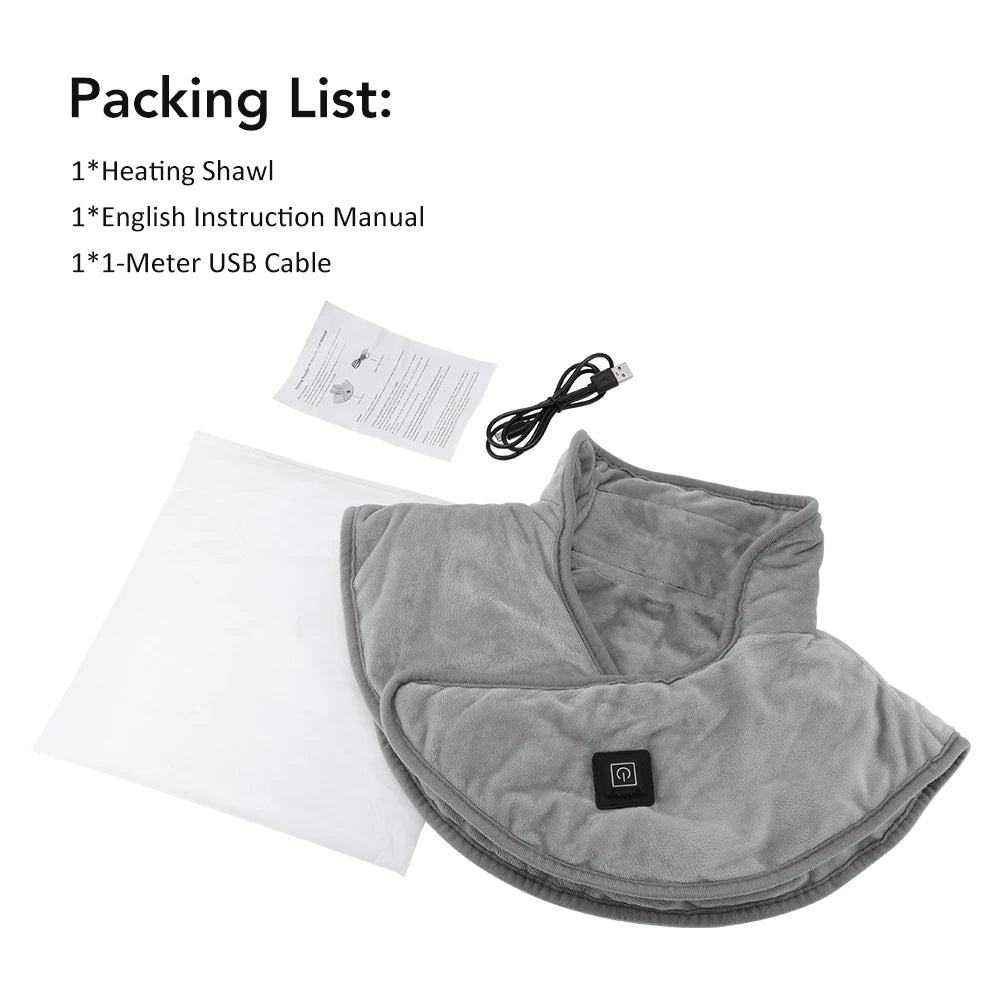 Electric Heating Shoulder Neck Pad Massager Three Gear Hot Compress Cervical Shawl Warmer USB for Shoulder Neck Back Relax Brace